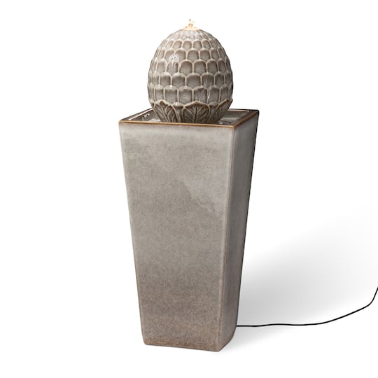 Glitzhome&#xAE; 36&#x22; Oversized Sand Beige LED Ceramic Pedestal Fountain